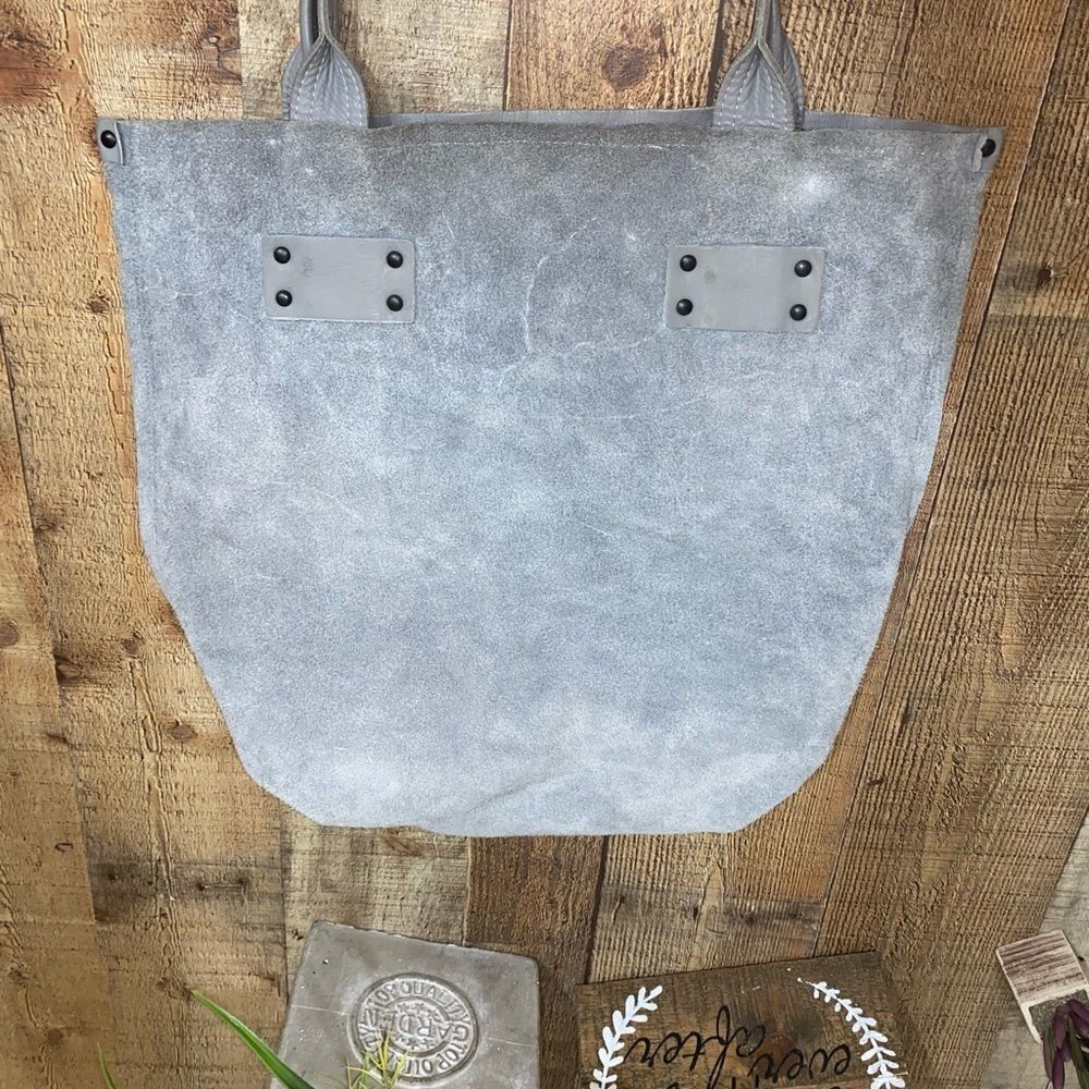STEPHANE VERDINO LARGE GREY LEATHER TOTE BAG EUC - Picture 11 of 14